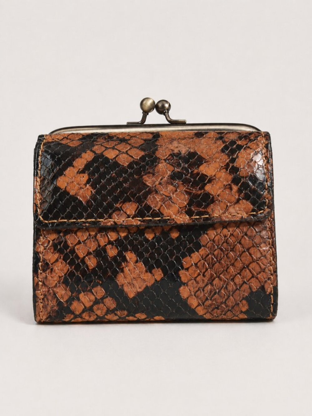 Patricia Nash Leather Astor Kisslock Bifold Wallet Autumn Python